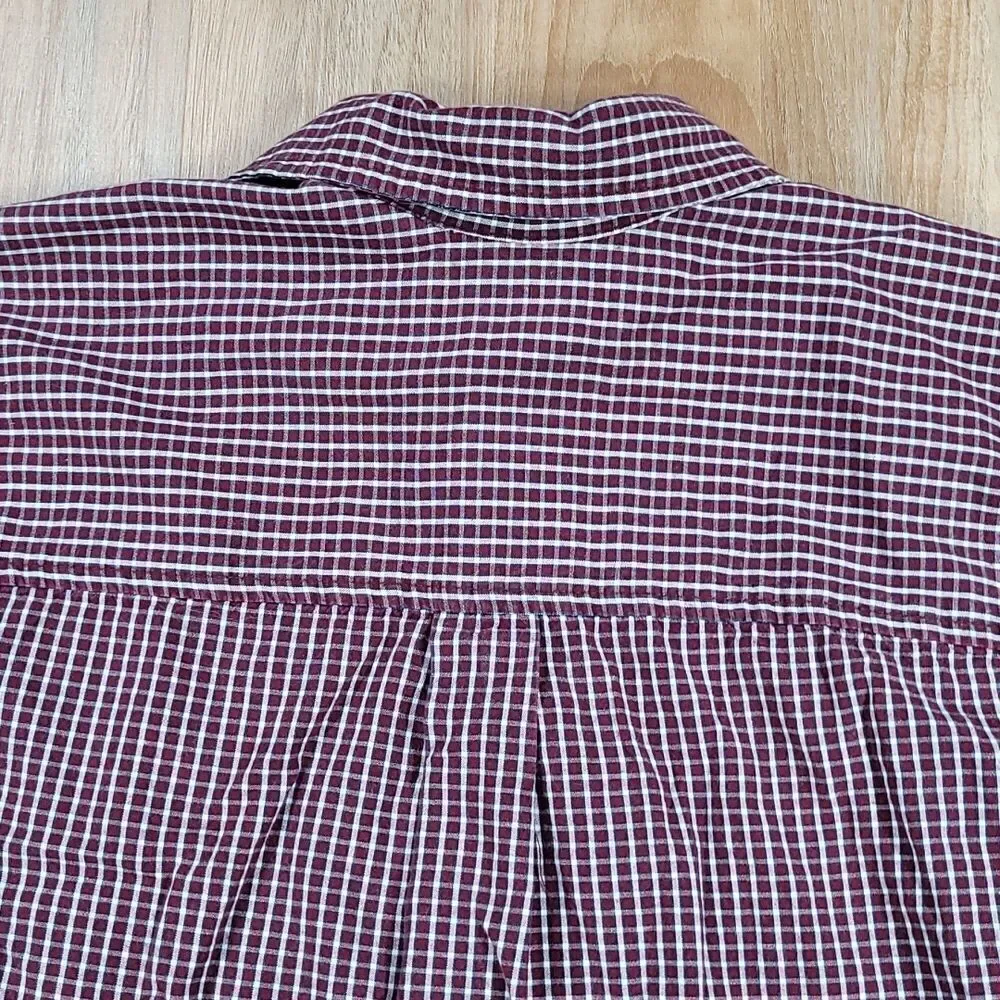 🧡Exceed Maroon Plaid Buttoned Short Sleeve Shirt Small